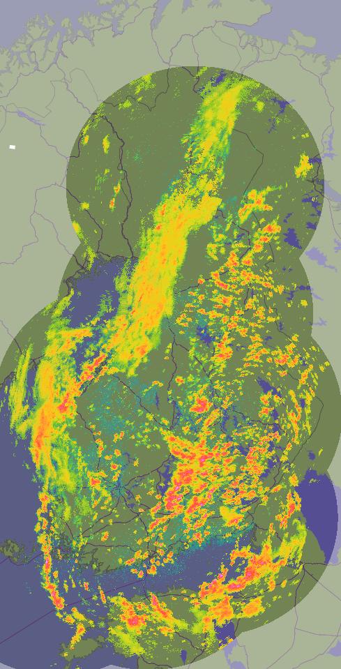 a) b) Todennäköisyys konvektiolle 200 km 200 km Kuva 9.