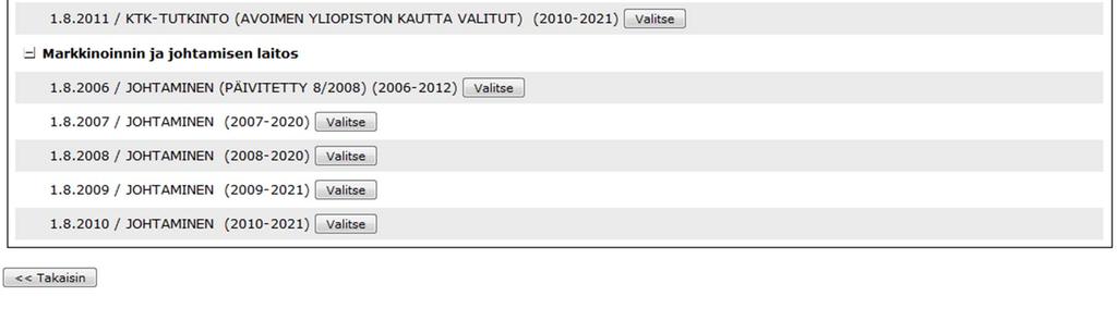 tutkintorakenteiden mukaisesti.