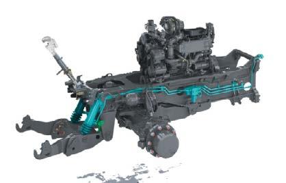 -venttiilien ohjauslinja Power beyond -venttiilien painelinja Hydraulinen perävaunujarru 7-napainen perävaunun pistorasia Alavarsien kytkentäkoukut Vetolaite Takavoimanotto Alavetolaite Etuosan
