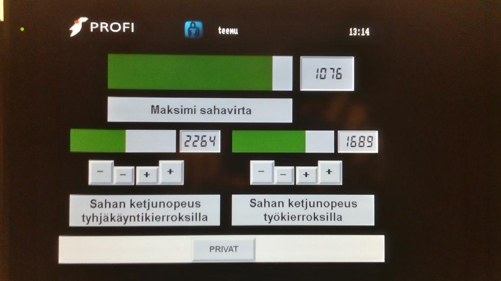 37 Kuva 32. Maksimi sahavirta ilman simuloituja kierroksia. Kuva 33.