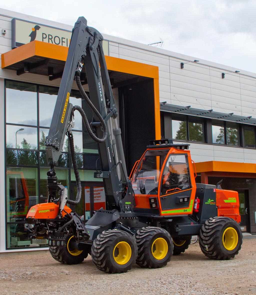 2 Kuva 1. Profi 54. ProfiPro Oy:n metsäkoneissa voidaan käyttää eri valmistajien harvesteripäätä, esimerkiksi Kesla tai Keto, joiden sahan ketjunopeus ja parametrit vaihtelevat.