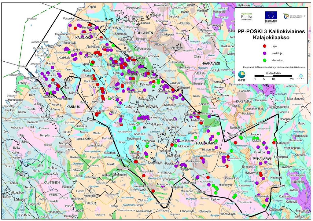 GEOLOGIAN TUTKIMUSKESKUS 8 2.7.2 Taivalkoski 30.09.2016 Taivalkosken kunnan alueella on kalliokiviaineskartoitusta tehty myös vuonna 2012 PP-kivi projektin yhteydessä.