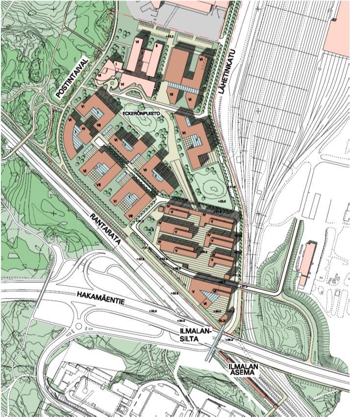 ETELÄISEN POSTIPUISTON TYÖPAIKKA-ALUE TIIVISTETÄÄN UUDESSA SUUNNITELMASSA