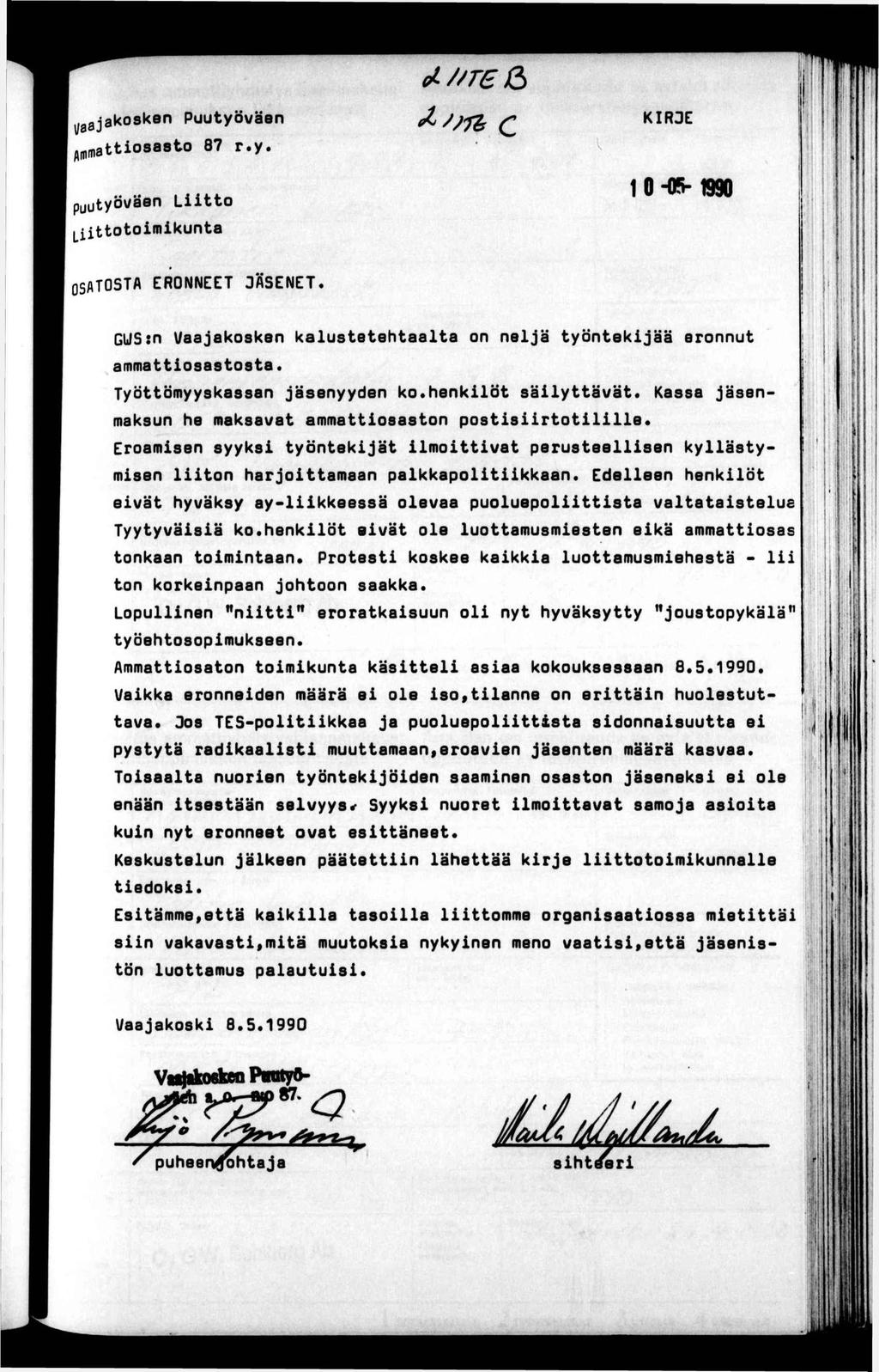 ffvf: ^ //re & '» ^^gajakosken Puuyöväen ^^maosaso 87 r.y. c V KR3C.
