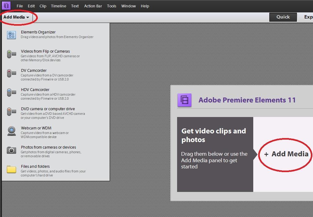 5 1.3 MATERIAALIN TUOMINEN PROJEKTIIN - Ohjelma aukeaa Video editor -tilaan. Voit tuoda projektiisi uutta video- tai äänimateriaalia Add Media painikkeella.