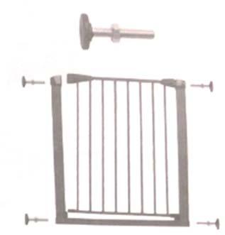 Jatkopaloilla portin pituutta voi jatkaa (mukana kaksi jatkopalaa, joilla portin saa 96,5 cm levyiseksi). ASENNUSOHJE Asennus ilman jatkopaloja 1. Ota esiin kiinnityspultit.