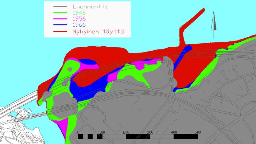 31 Kuva 10. Ranta-Tampellan täyttöhistoria (Ranta-Tampellan alueen rakentaminen 2010).