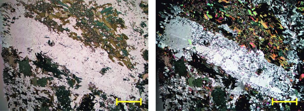 onkin maininnut raportissaan, että ristikkorakenteisia mikrokliinin pseudomorfeja voi olla kivessä todisteena mineraalin muuttumisesta.