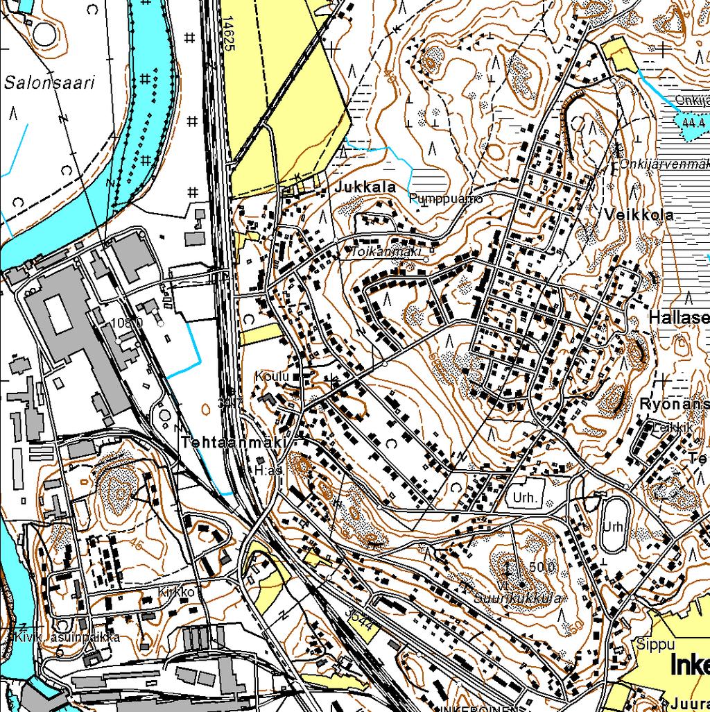 Stora Enso Publication Papers Oy Ltd 52 (114) Höyryvoimalaitos Tehtaanmäki 0 0,25 0,5 km Kuva 9.4. Tehtaanmäen pohjavesialueen sijainti.