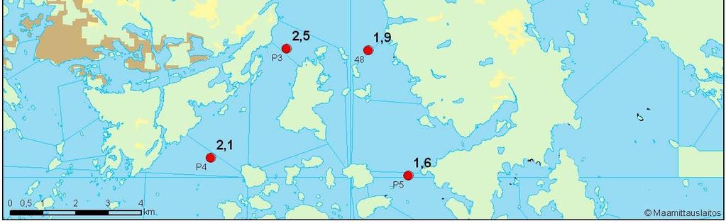 näkösyvyys (m) Porvoon edustan