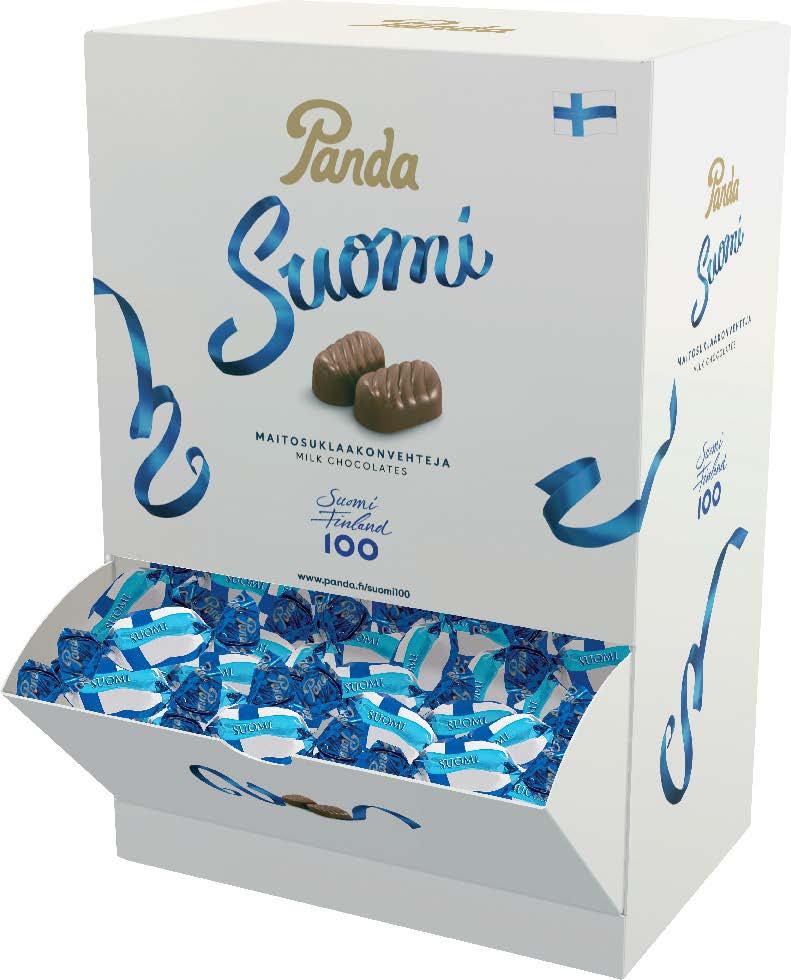 48 kpl à 3,25 Panda Suomi100 suklaakonvehdit 2,5 kg Suomi100