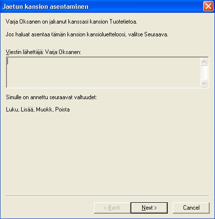 JAETUN KANSION ASENTAMINEN Saat viestin: