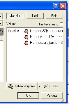 ryhmän nimi TÄRKEÄÄ: jos saat valmiin listan, jossa puolipisteellä eroteltu yhteystiedot: GW:ssa ne on eroteltava enterillä!