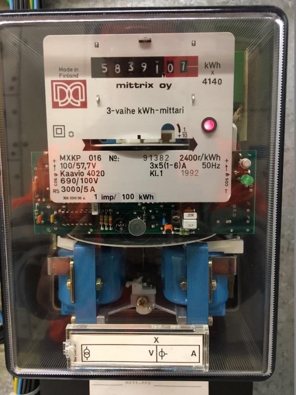 7.1 Sähköenergiamittaukset 45 Tehtaan kwh-mittarikanta on pääosin 1990-luvulta ja vanhan tehtaan osastoilla on edelleen käytössä alkuperäisiä 1960-luvun mittareita.