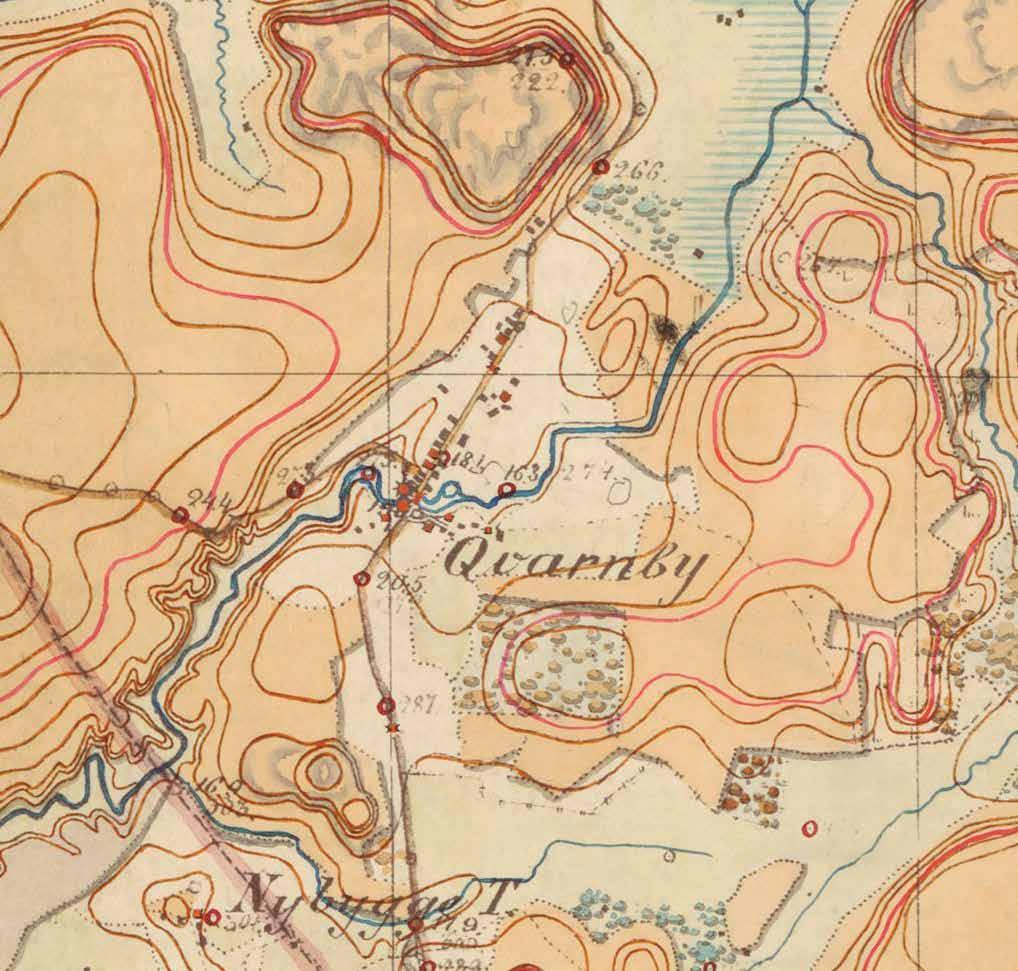 Myllykylän myllyn tienoot Ruotsinkylän isojakokartalla, laatinut Nils Westermark vuonna 1759.