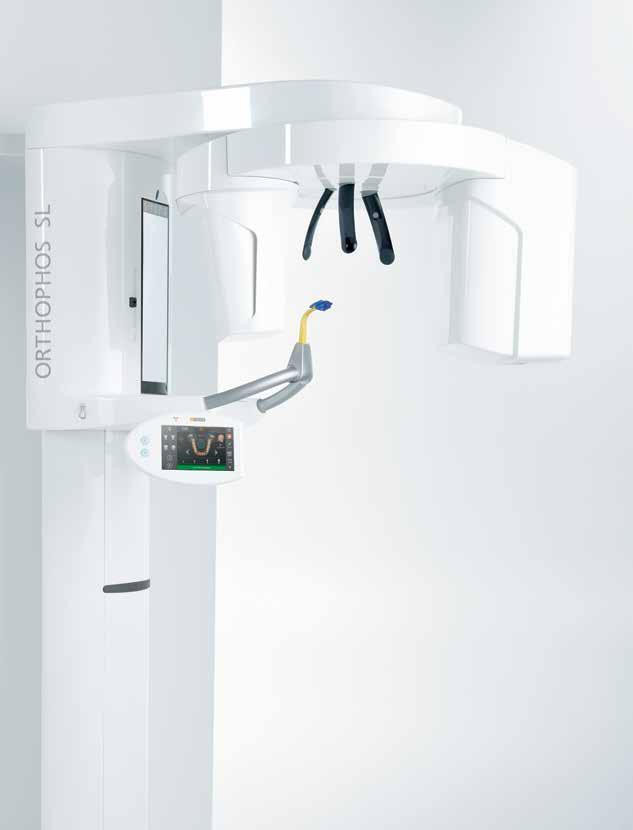 Kuvantamiseen Low dose Kysy lisää! ORTHOPHOS SL Orthophosissa on tarkka potilasasettelu ja ohjaava näyttö Turvallinen ja helppokäyttöinen ja automaattisesti kääntyvä 3D Flat Panel -sensori.