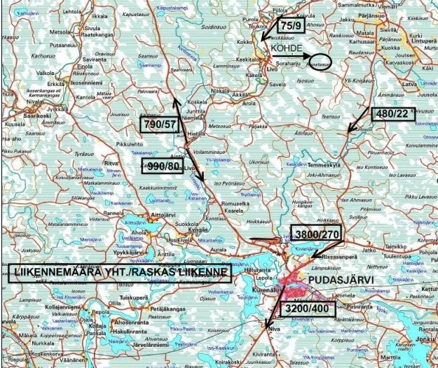 FCG Planeko Oy YMPÄRISTÖVAIKUTUSTEN ARVIOINTIOHJELMA 30 (34) 5.7 Liikenneyhteydet Ruostesuolta tuotettava turve tullaan käyttämään pääsääntöisesti Oulussa.