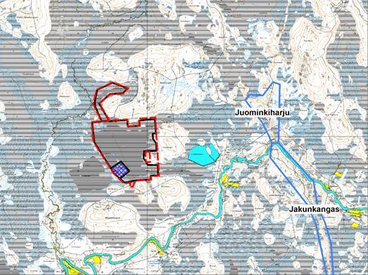 FCG Planeko Oy YMPÄRISTÖVAIKUTUSTEN ARVIOINTIOHJELMA 25 (31) Jakunkankaan pohjavesialue (11615151) sijaitsee noin 4 km:n etäisyydellä hankealueesta kaakkoon. Jakunkangas on III luokan pohjavesialue.