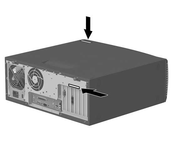 Tuotteen ominaisuudet Sarjanumeron sijainti Jokaisella tietokoneella on oma sarjanumeronsa, joka sijaitsee joko kotelon pinnassa 1 tai tietokoneen 2 takapaneelissa.
