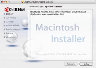 3 Kaksoisnapsauta Kyocera-kuvaketta. 4 Kaksoisnapsauta OS X 10.2 and 10.3 Only, OS X 10.4 Only tai OS X 10.