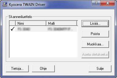WIA-ajurin asetus (Windows 7, Windows Vista ja Windows Server 2008) Rekisteröi kone WIA-ajuriin.