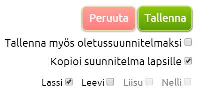 Hoitosuunnitelma voidaan laittaa oletussuunnitelmaksi kaikille perheen lapsille.