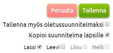 Hoitosuunnitelma voidaan laittaa oletussuunnitelmaksi kaikille perheen lapsille.