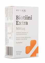 AJANKOHTAISTA BIOTIINI EXTRAN OSTAJALLE NAIL EXTRA KAUPAN PÄÄLLE! VAHVEMMAT HIUKSET, KYNNET JA IHO Edun arvo 11. 14 30 sh. 16,30, 0,24 /kpl Apteq vita Biotiini Extra (60 kaps.