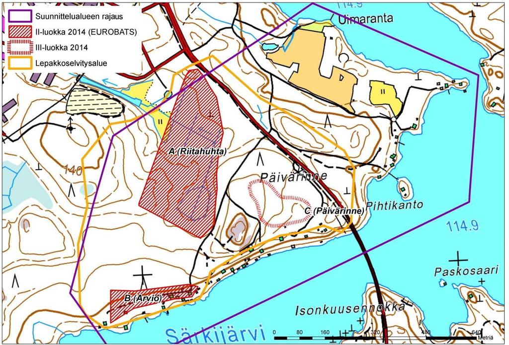 Kohteiden nimet ja numerot viittaavat Siivosen (2005) selvitykseen.