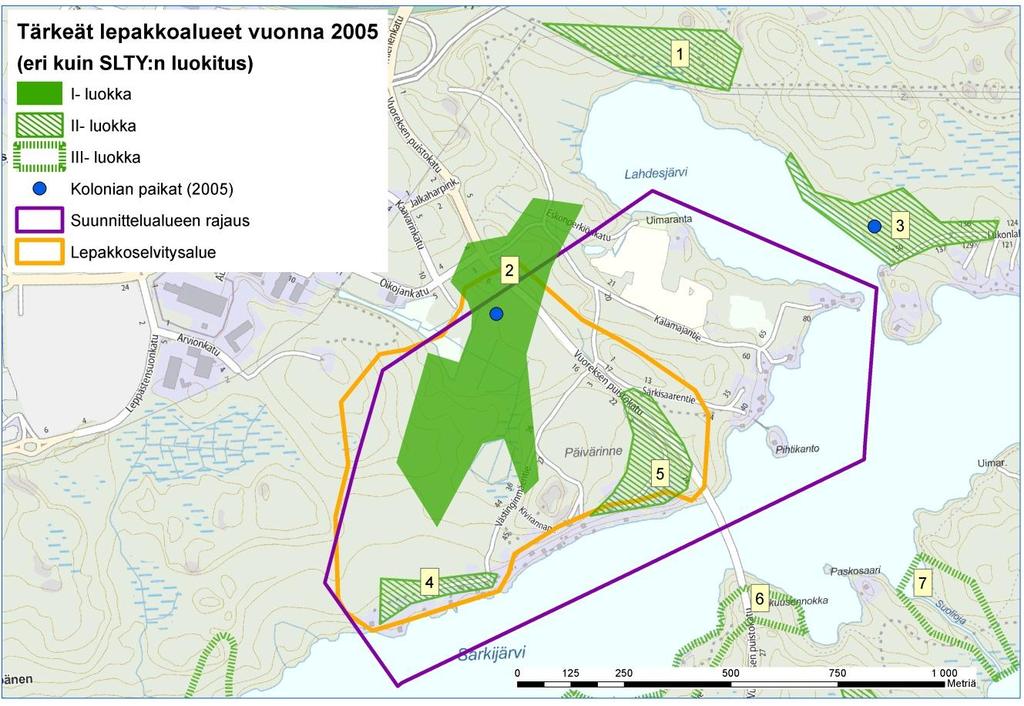 Vuoreksen västinginmäen yleissuunnitelma nro 1039 4 / 12 rakentunut mm.