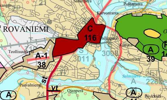 Suunnittelualue on maakuntakaavassa keskustatoimintojen aluetta (C). Kuva 2. Suunnittelualueen sijainti.