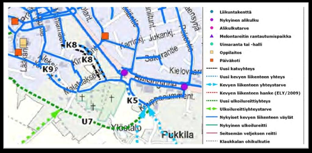 suunnasta. Suunnitelmassa on myös osoitettu yhteys Suntionkujaa pitkin Helsingintielle, mutta ajoyhteys ei ole toistaiseksi toteudu.