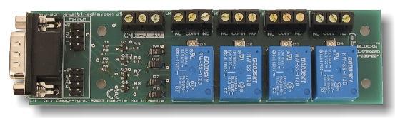 Relekortti vaatii toimiakseen 14V jännitteen multiprogrammerilta ja releet kestävät maksimissaan 250V jännitteen ja 6A virran. Kuva 6.
