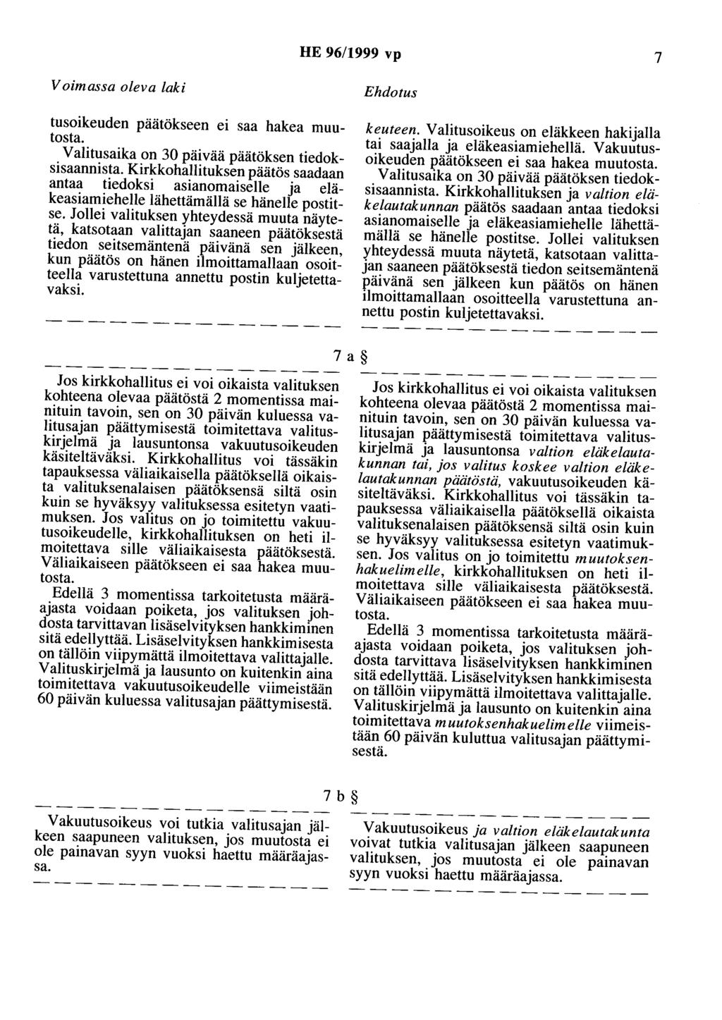 HE 96/1999 vp 7 Voimassa oleva laki tusoikeuden päätökseen ei saa hakea muutosta. Valitusaika on 30 päivää päätöksen tiedoksisaannista.