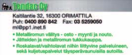 SPAUK ry:tä Mäntsälän alueella tervehtivät: Neli-Siivous Oy Kuljetus Oy Ilmo Ovaska Hemmintie 6 B 14, 04600 Mäntsälä Puh. 0400-971 012 MÄNTSÄLÄ Puh.