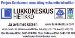 044-341 4757 Karvian Auto ja Rengas Partakyläntie 96, 39930 Karvia Puh. 0500-598 350 Maalaistuote Vataja Oy Rautatienkatu 8, 38700 Kankaanpää Puh. 02-578 337 www.maalaistuotevataja.