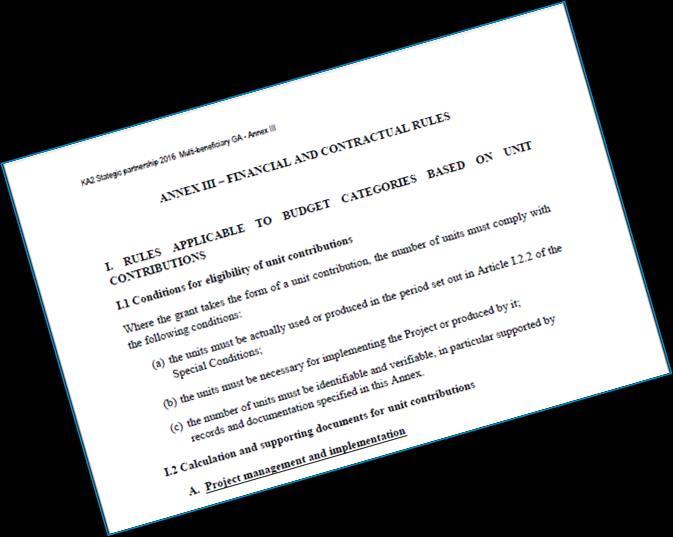 Erasmus+ taloussäännöt kumppanuushankkeille (2/2) Grant Agreement (hankkeen sopimus) Article I.3.