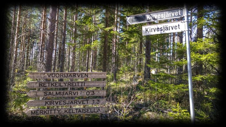 Reitti kulkee enimmäkseen maastossa, osittain metsäautotiellä. Reitti kulkee Iso-Vuorijärven kallioisella etelärannalla ja kiertää Kirvesjärvien ja Salmijärven kautta.