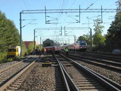 Hazardous situation in transfer of broken-down commuter train and derailing of the train at Oulunkylä, on 2 September 2002.