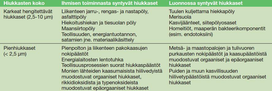Hengitettävien ja pienhiukkasten syntylähteet Kaasukomponenttien vertailu Rovaniemellä 199 tehtyyn mallinnukseen.