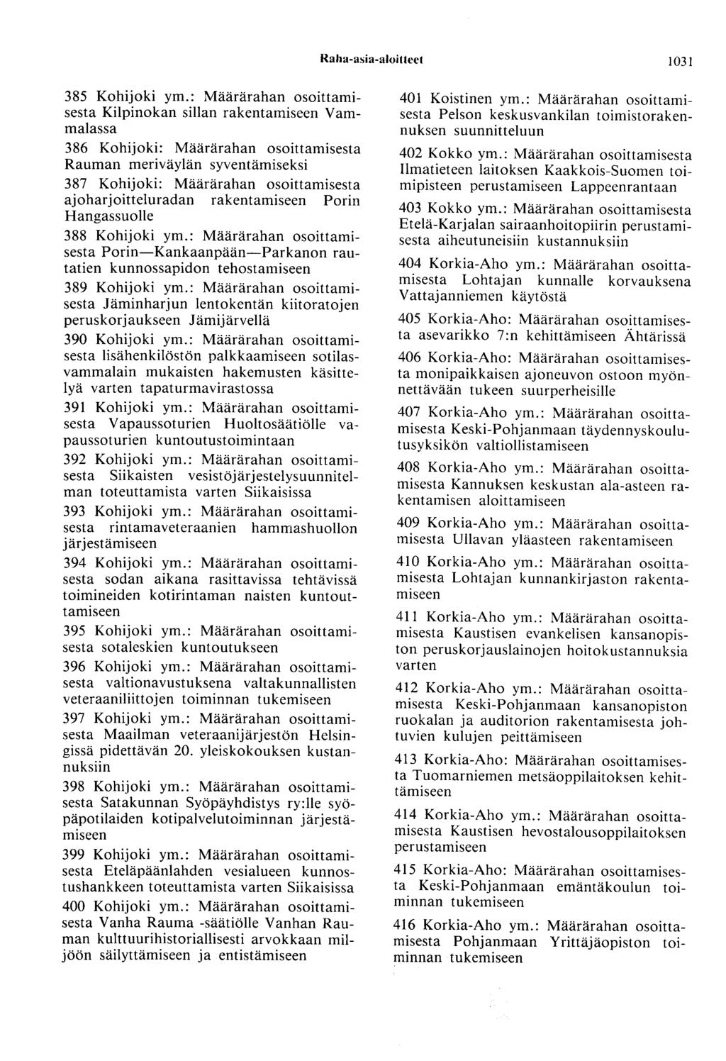 Raha-asia-aloitteet 1031 385 Kohijoki ym.
