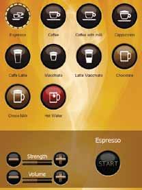 KÄYTTÖ Espressokupillisen suodattaminen (kosketusnäyttö) A Aseta kuppi lämpimien juomien ulostulon alle. (A) Valitse juoma painamalla näytön juomapainiketta.