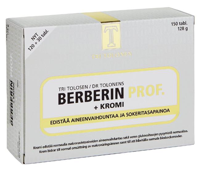 Tri Tolosen Berberin prof + kromi Tukee sokeri- ja rasvatasapainoa sekä