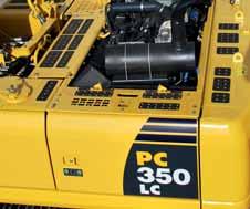 Pyynnöstä Komatsu PC350-8 voidaan varustaa myös ISO 10262 Taso 2 putoavilta esineiltä suojaavalla FOPS -rakenteella).