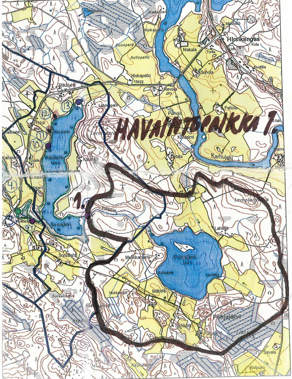 LIITE 1. Kalliojärven tutkimusalueen vedenlaadun ja virtaamien havaintopaikkojen yläpuoliset valuma-alueet.