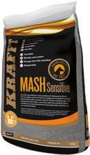 HEVOSREHUT Krafft MASH SENSITIVE, 15 kg Kauraton erikoisrehu, jonka maittavina ja terveellisinä ainesosina ovat mm. omena, porkkana ja pellavansiemen.