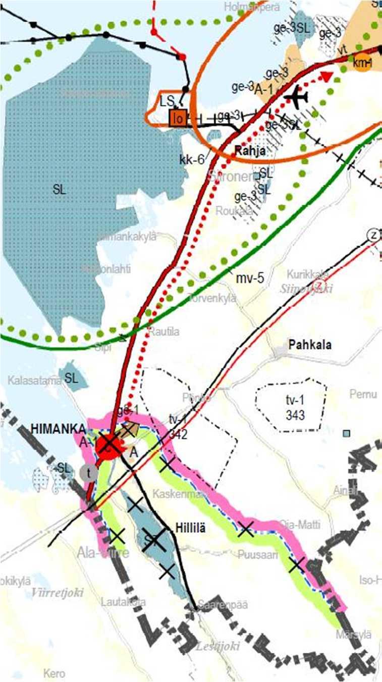 KOKKOKANKAAN JA TORVENKYLÄN TUULIPUISTOT, YMPÄRISTÖVAIKUTUSTEN ARVIOINTIOHJELMA 28 Kuva 14. Ote Pohjois-Pohjanmaan 1. vaihemaakuntakaavasta ja kuva 15.