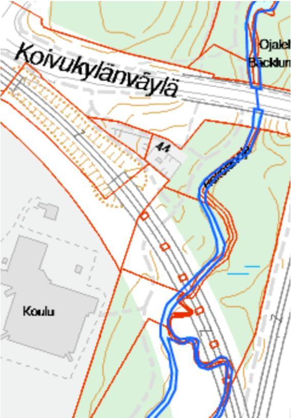 Kuva 20 Asolanväylän yläpuolelle saisi helposti uuden kutu- sekä poikasalueen Asolanväylän sillalta aina Koivukylänväylän sillalle asti on jo aika hyvin kunnostettu.