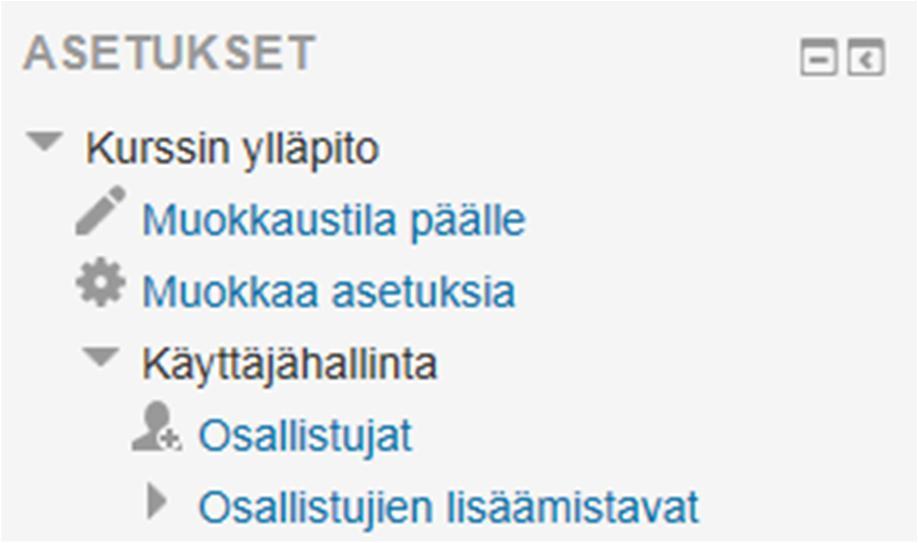 Käyttäjät Kun sinulle toimitetaan uusi tyhjä kurssialue, sinut on jo liitetty opettajaksi alueellesi. Opettajana voit itse lisätä alueellesi muita käyttäjiä eri rooleihin.