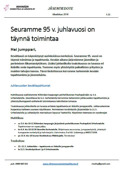 Marraskuussa Joulukuussa Tiedotteita